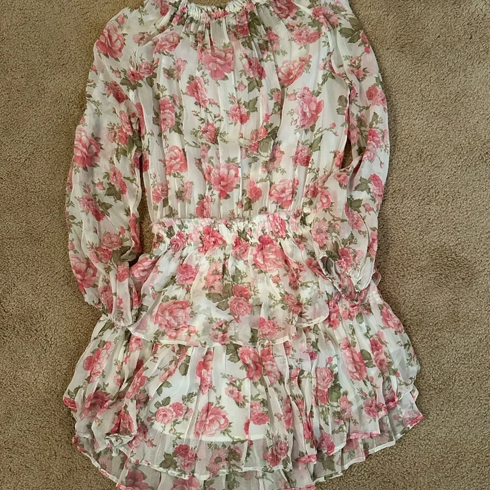 LoveShackFancy Popover Dress in the "Blushing Rose" floral print - Picture 4 of 4